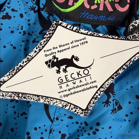 Gecko Hawaii NWT Bright Blue Wave 90s Forever Beach Nylon Pants Size Large - Picture 5 of 9